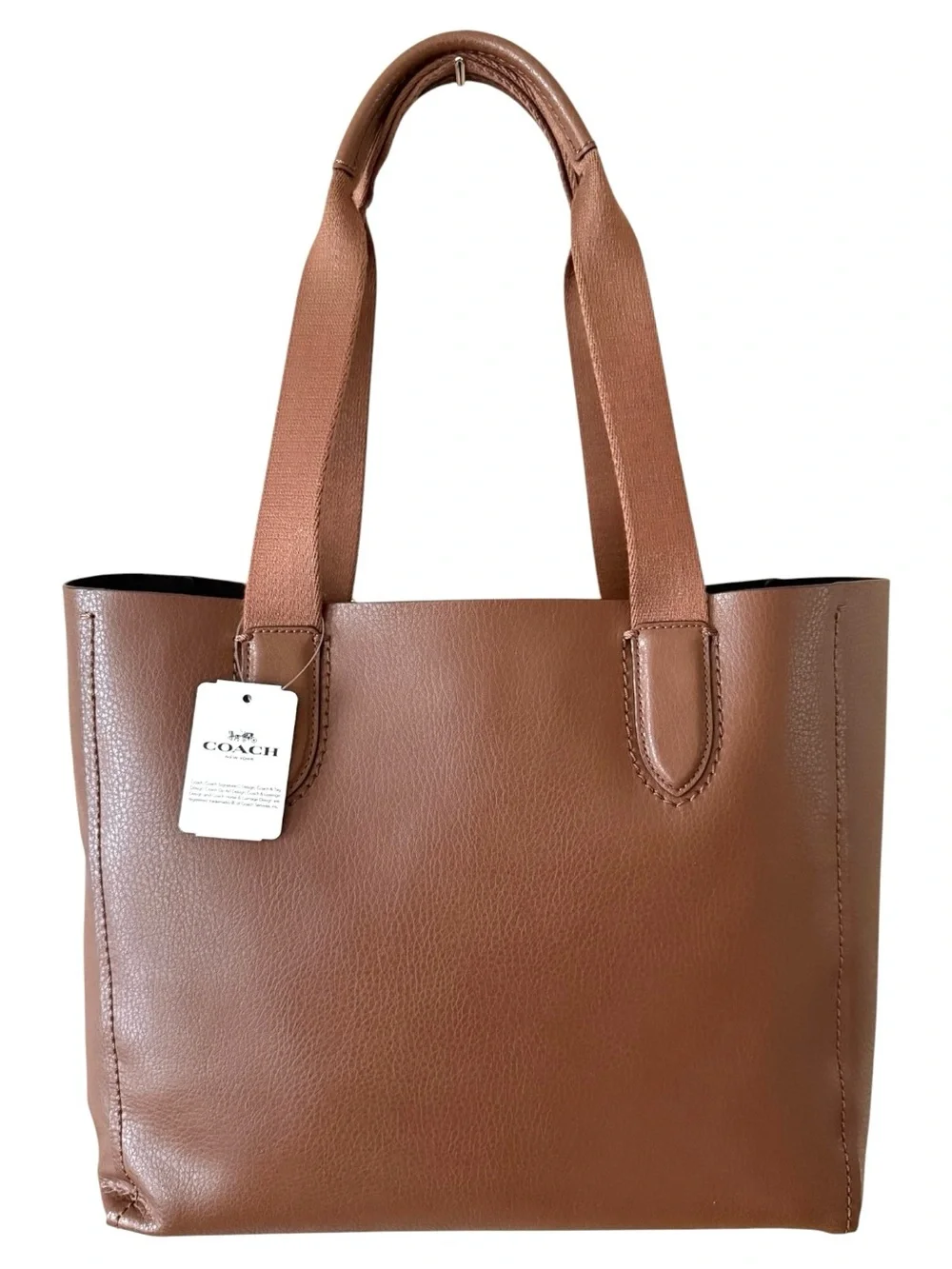 Coach Derby Tote Pebble Leather Saddle Black